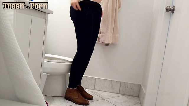Groans of constipation, the sloshing of hard shit in the toilet, CassieScat