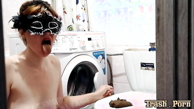 Russian slut licking the toilet and eating shit - ModelNatalya94