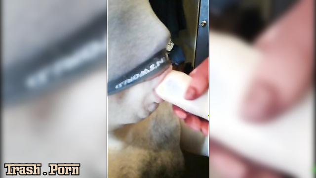 Her slave is her personal order / doggystyle sex with a pooped dildo