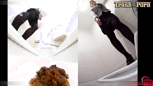 BFFF-67 Food on outdoor and pooping long turd in toilet