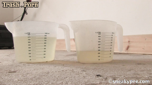 Competition to see who can pee the most (close up)