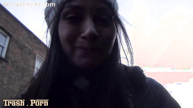 Young brunette fingered herself a little outdoors, look