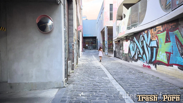 Walking through the narrow European streets, close up