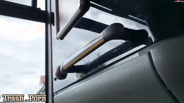 Funny pissing in the city bus with chubby SteffiBlond