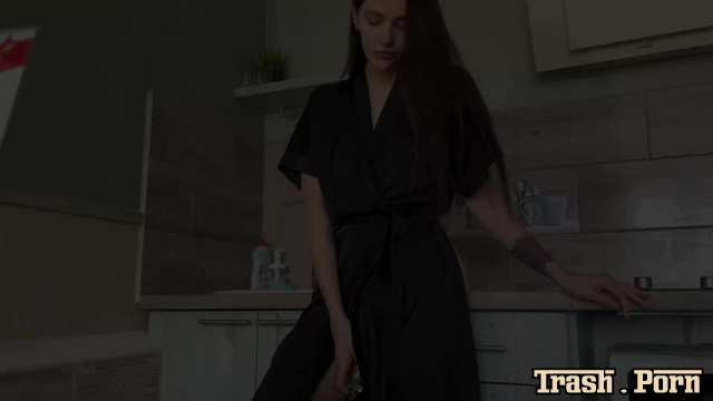 Female domination and pissing at the kitchen (Mistress Sofi)