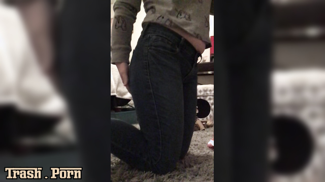 Punished girl peed in her jeans, oops / solo scene