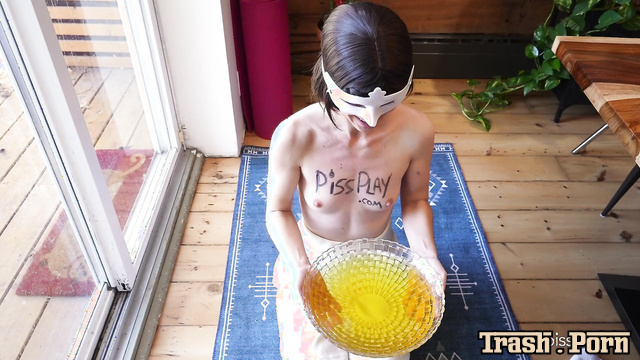 Brunette lapped up urine straight from a large bowl - Morgan
