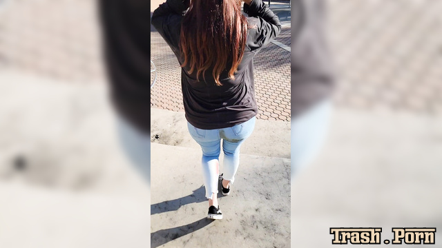 ScatBook - Redhead model Lexipoo shits right in her blue jeans on the street
