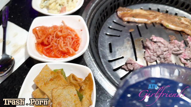 Footjob in gratitude for a delicious dinner at a korean cafe, Imani Valor