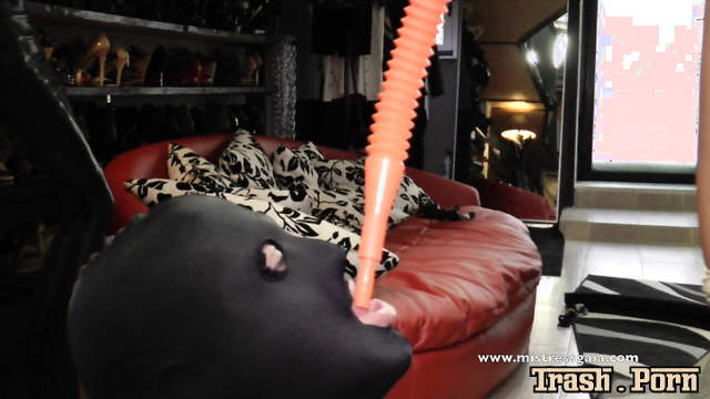 She put the watering can in his mouth and pissed in it, Mistress Gaia