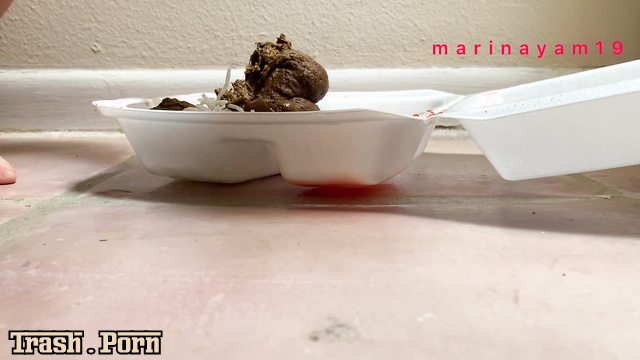 Marinayam19 pooped in the lunch box and then poured it with cherry sauce