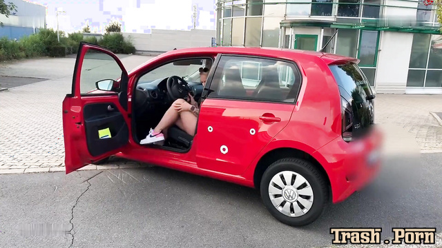 Slutty milf masturbated with butt plug on the hood of the car, SteffiBlond
