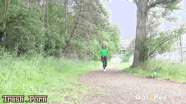 Solo sex scene with pissing Naomi Benet (she did it in the forest)