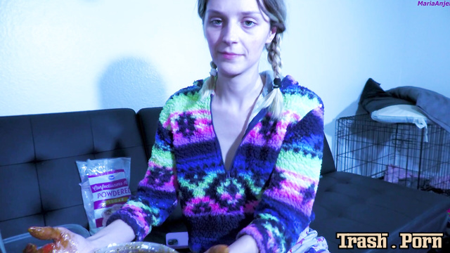 Pretty blonde MariaAnjel decided to treat you with her shitty dessert