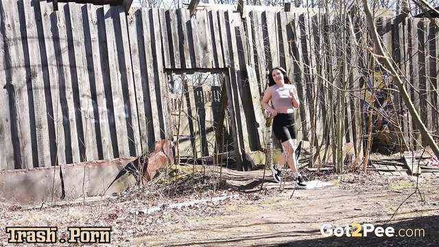 The run ended and she decided to pee outside the home
