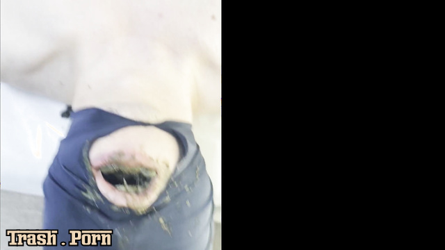Korean Scat Queen in latex suit pooping in mouth her slave