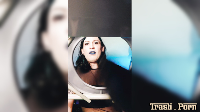 Transvestite with colored hair showed how he pees and poops, Kamma LaVey